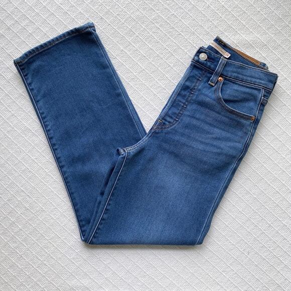Levi’s Premium Ribcage Straight Ankle Jeans Medium Blue Women’s Size 24 - Picture 8 of 16
